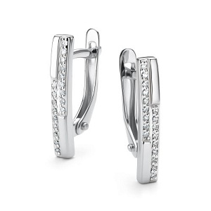 Серьги с английским замком из белого золота с бриллиантами