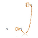 Серьги-пусеты из красного золота с фианитом