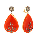 Серьги из красного золота с бриллиантами, агатами