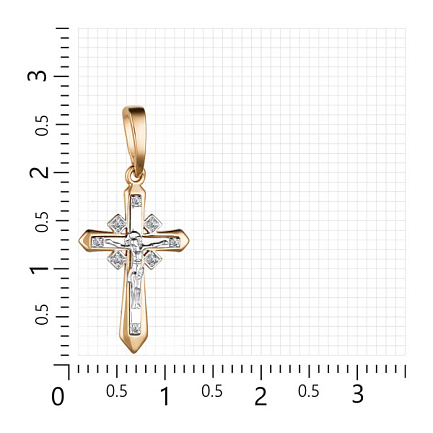 Крест декоративный из красного золота с бриллиантами