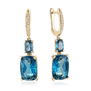 Серьги с английским замком из желтого золота с бриллиантами