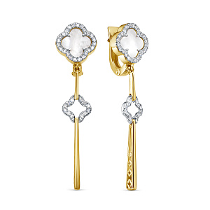 Серьги с английским замком из желтого золота с бриллиантами