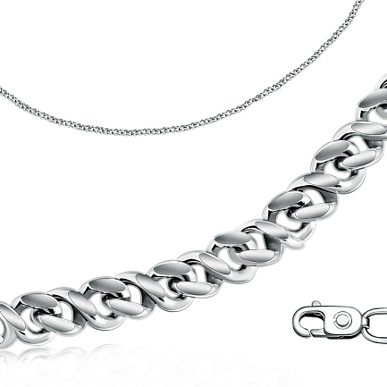 Цепь автомат из серебра, плетение восьмёрка