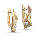 Серьги с английским замком из желтого золота с бриллиантами