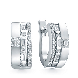 Серьги из белого золота с бриллиантом