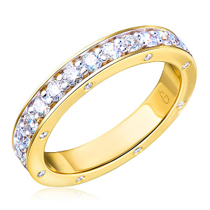 Кольцо обручальное из жёлтого золота с бриллиантами