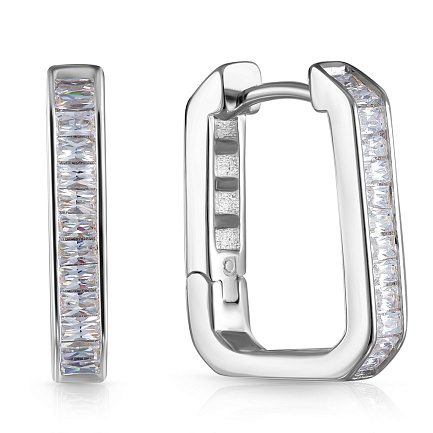 Серьги из серебра с фианитом