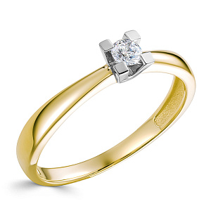 Кольцо из желтого золота с бриллиантом