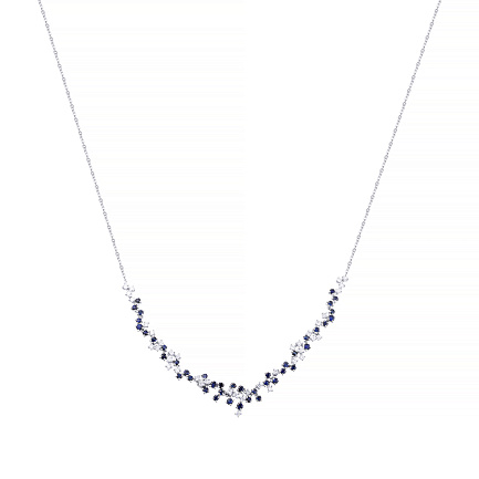 Колье из белого золота с бриллиантами, сапфирами