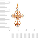 Крест ручной работы из красного золота с бриллиантами