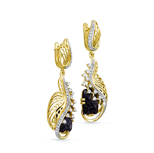 Серьги с английским замком из серебра с авантюрином