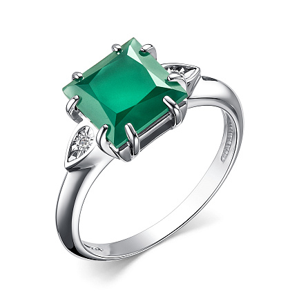 Кольцо из серебра с бриллиантами, агатом