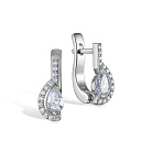 Серьги с английским замком из белого золота с бриллиантом