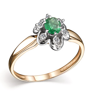 Кольцо из красного золота с изумрудом