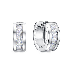 Серьги с английским замком из серебра с фианитом