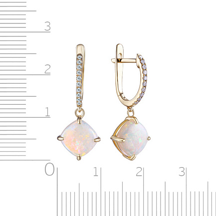 Серьги с английским замком из желтого золота с бриллиантами