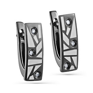 Серьги с английским замком из белого золота с бриллиантами