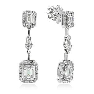 Серьги из белого золота с бриллиантом