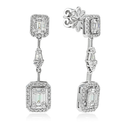 Серьги из белого золота с бриллиантами