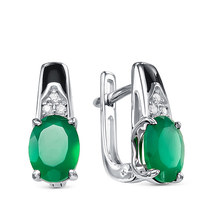 Серьги с английским замком из серебра с агатами