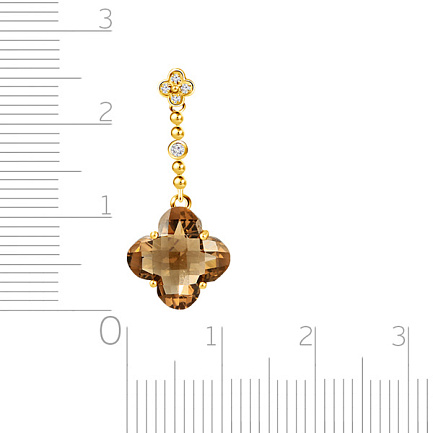 Подвеска из желтого золота с бриллиантами, кварцем