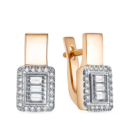 Серьги из красного золота с бриллиантами