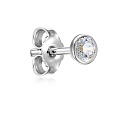 Серьга одиночная из белого золота с фианитом