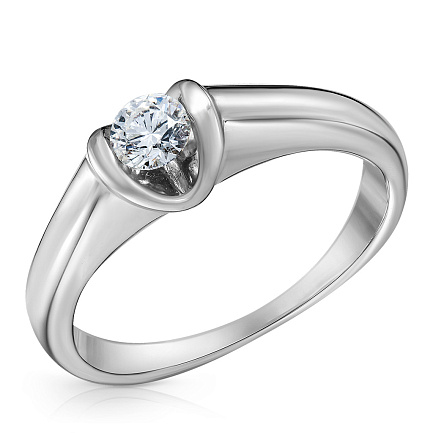 Кольцо из белого золота с бриллиантом