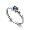 Кольцо из белого золота с бриллиантами, сапфиром