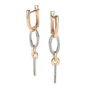 Серьги с английским замком из красного золота с бриллиантами