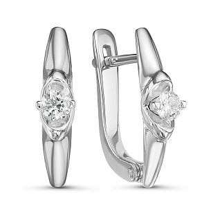 Серьги из белого золота с бриллиантом