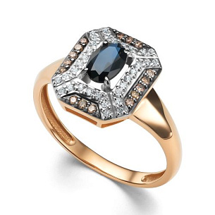 Кольцо из красного золота с бриллиантом