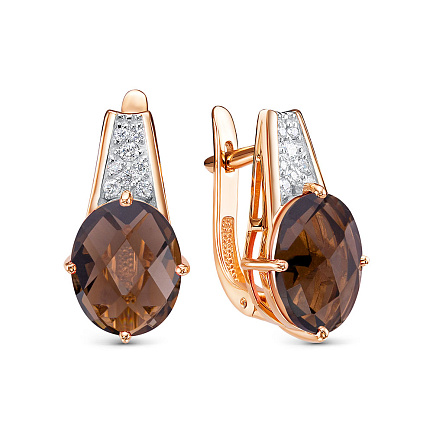 Серьги с английским замком из красного золота с бриллиантами