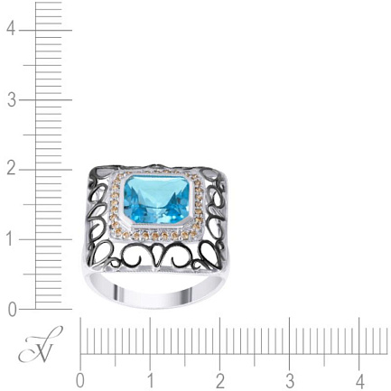 Кольцо из белого золота с бриллиантами, топазом