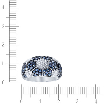 Кольцо из белого золота с бриллиантами, сапфирами