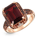 Кольцо из красного золота с бриллиантами, гранатом