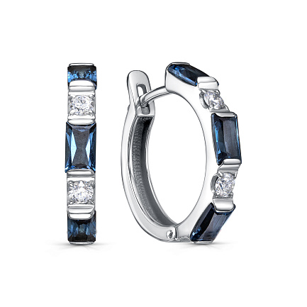 Серьги с английским замком из белого золота с бриллиантами