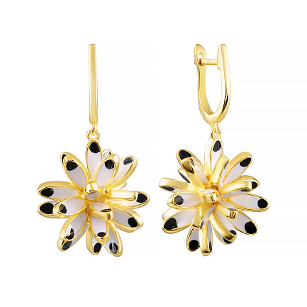 Серьги с английским замком из серебра с позолотой