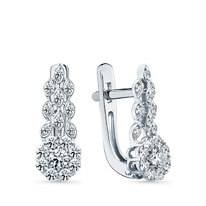 Серьги с английским замком из белого золота с бриллиантами