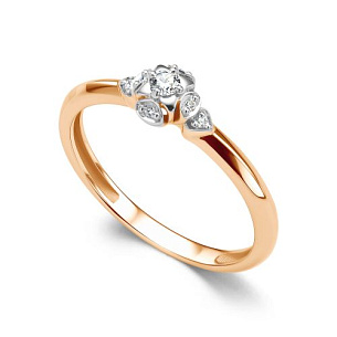 Кольцо из красного золота с бриллиантом