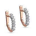 Серьги с английским замком из красного золота с бриллиантами