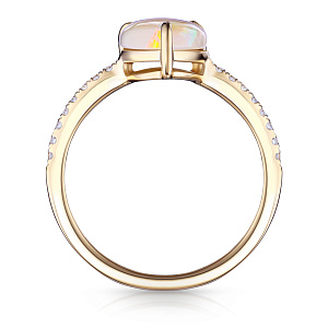 Кольцо из желтого золота с бриллиантами, опалом