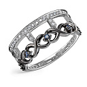 Кольцо из белого золота с бриллиантами, сапфирами