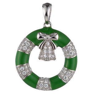 Подвеска из серебра с эмалью, фианитом