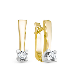 Серьги из желтого золота с бриллиантом