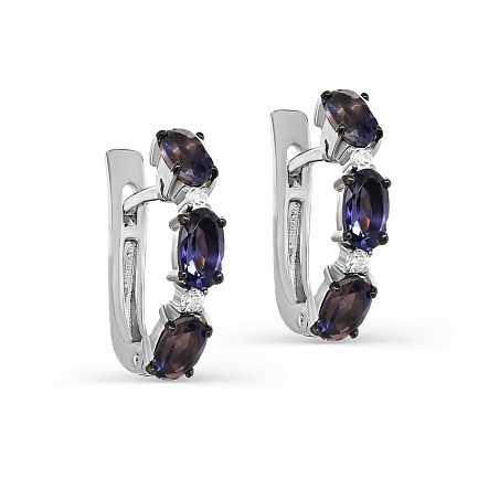 Серьги с английским замком из белого золота с бриллиантами