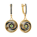 Серьги с английским замком из серебра с изумрудами