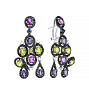 Серьги из белого золота с бриллиантами, аметистами