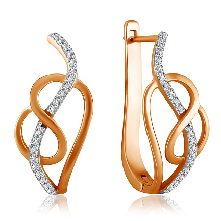 Серьги с английским замком из красного золота с бриллиантами