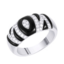 Кольцо из белого золота с бриллиантами, ониксами